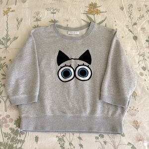 Sandro Kitty Cat Eyes Cozy Sweatshirt  Half Sleeve Length Size 2
